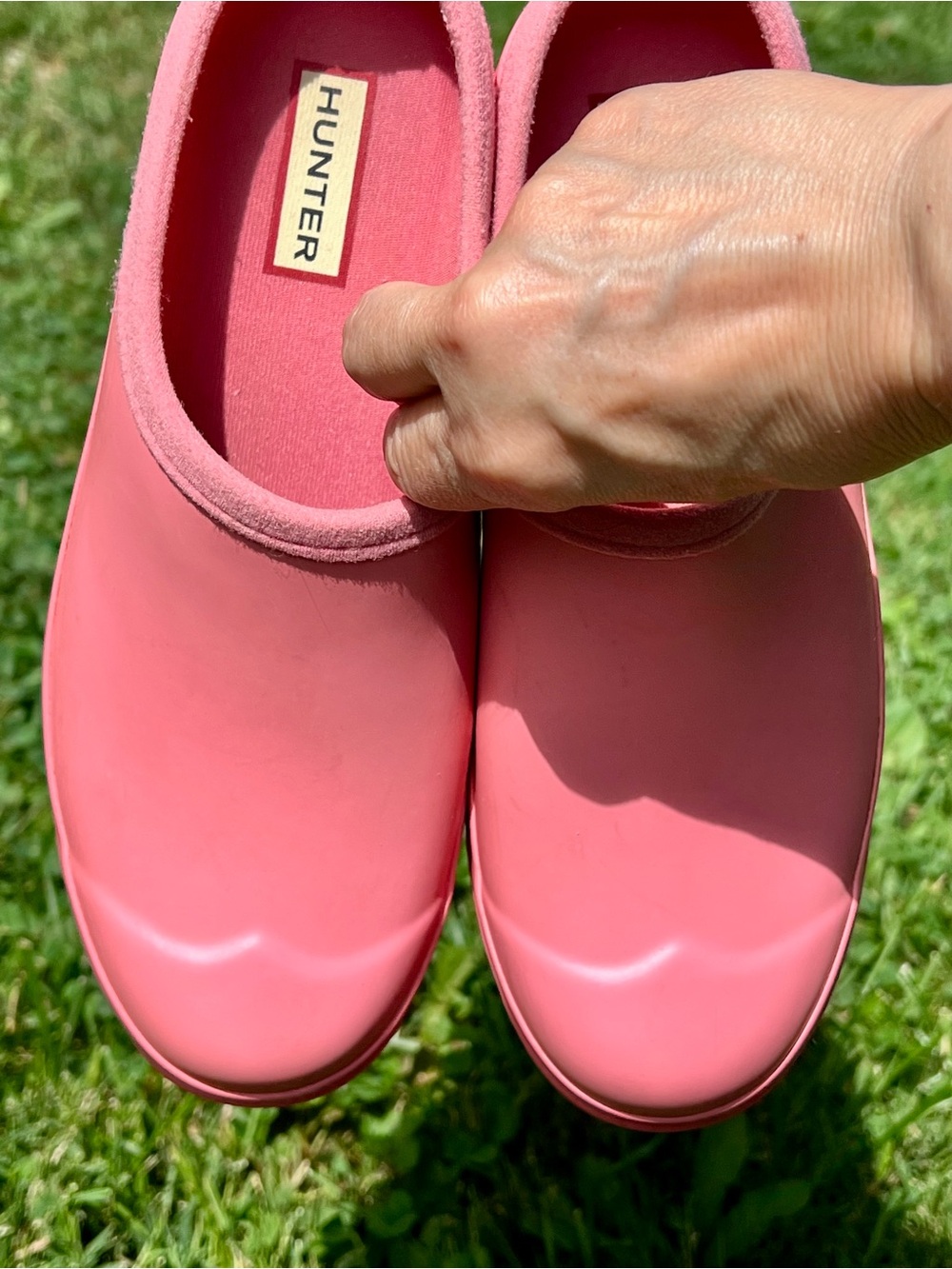 Hunter Play Pink Salmon Coral Gardening Clogs UK4 USA6 6 rubbers slip on wedges - Picture 4 of 12